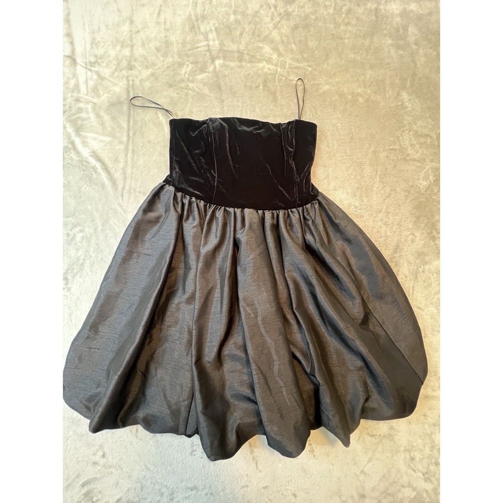 Copper Key Womens Dress M Black Velvet Bubble Hem Mini Strapless NWT